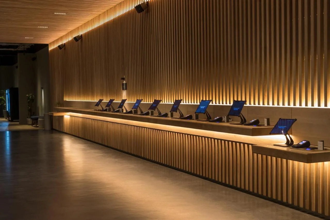 a lobby with a row of chairs in a building at Zedwell Hotel Piccadilly Circus in London